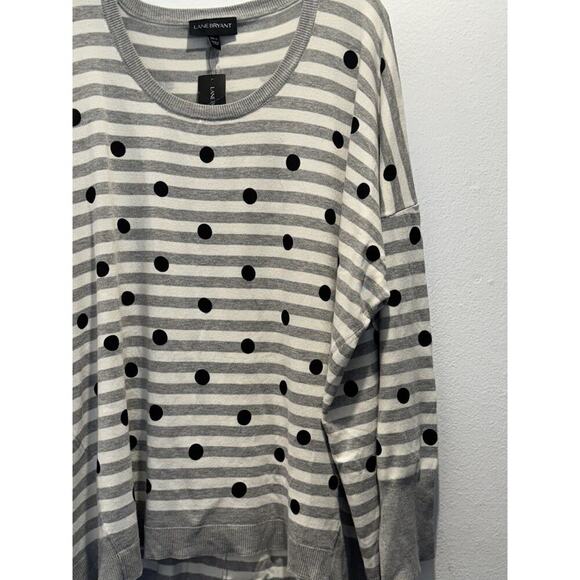 Lane Bryant Women’s Polka Dot Striped Retro Pullover Sweater Plus Size 26 28 - Picture 3 of 7